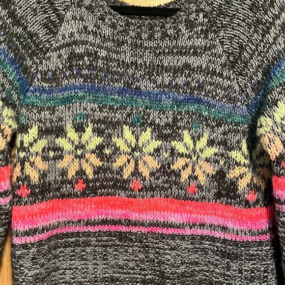 American Eagle Jegging Sweater Rainbow Snowflake Fair Isle Wool - Picture 3 of 9